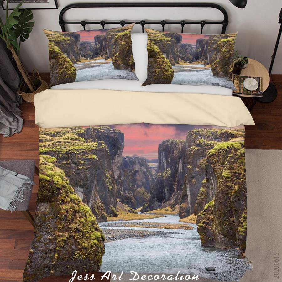 3D Mountain Stream Landscape Quilt Cover Set Bedding Set Duvet Cover Pillowcases SF39