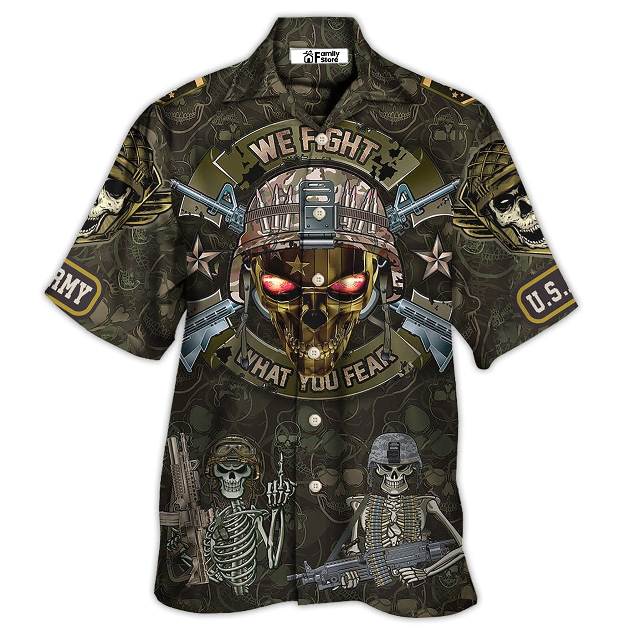 Veteran We Fight What You Fear Skull – Hawaiian Shirt