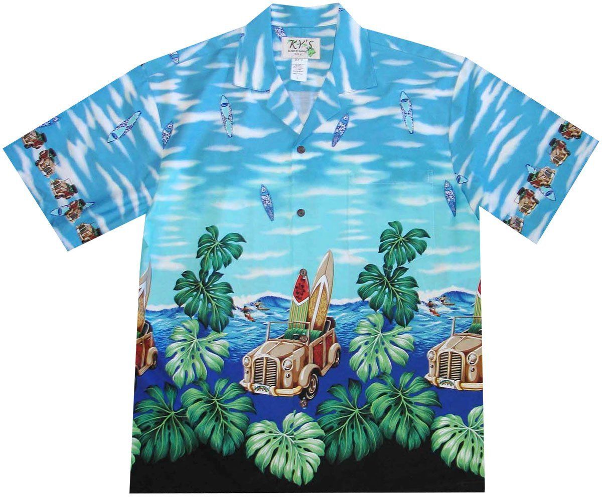 Surfboard Woody Blue Hawaiian Shirt