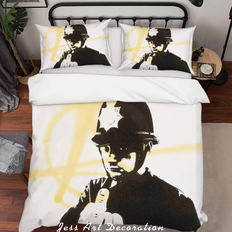 3D Banksy Soldier Black White Quilt Cover Set Bedding Set Duvet Cover Pillowcases  ZY D28