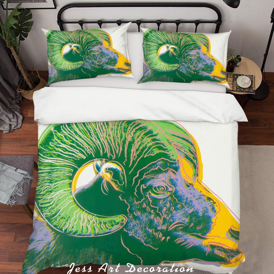 3D Andy Warhol Green Sheep Yellow Quilt Cover Set Bedding Set Duvet Cover Pillowcases  ZY D7