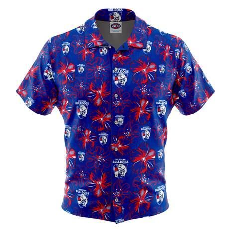 Western Bulldogs Hibiscus Hawaiian Shirt