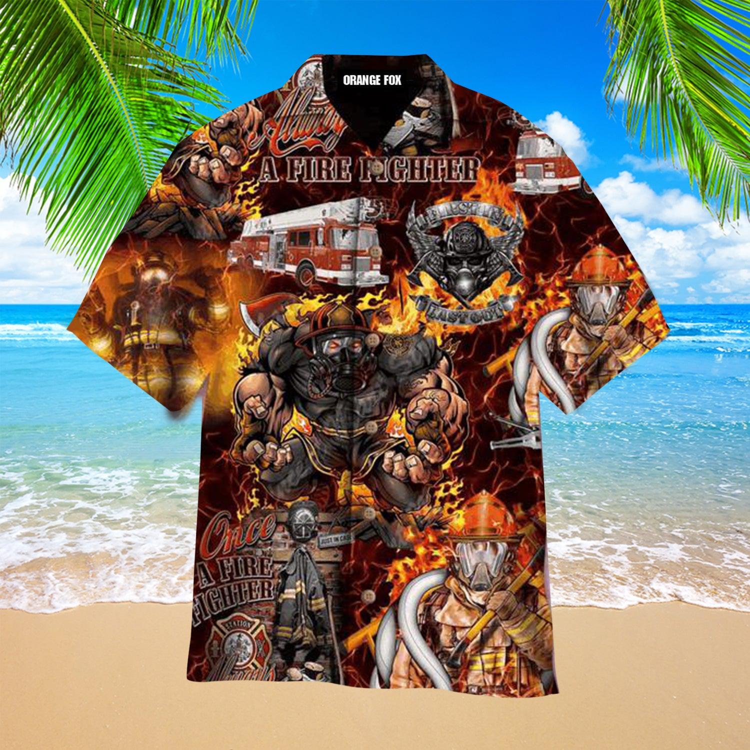 A Fire Firefighter On Fire Aloha Hawaiian Shirts For Men & For Women