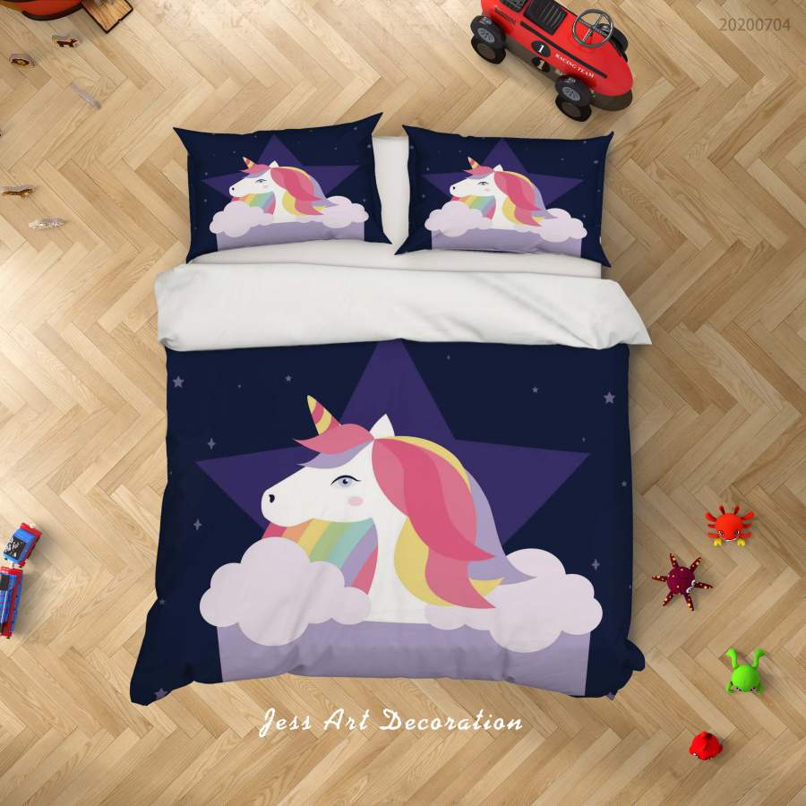 3D Dark Unicorn Quilt Cover Set Bedding Set Duvet Cover Pillowcases SF244