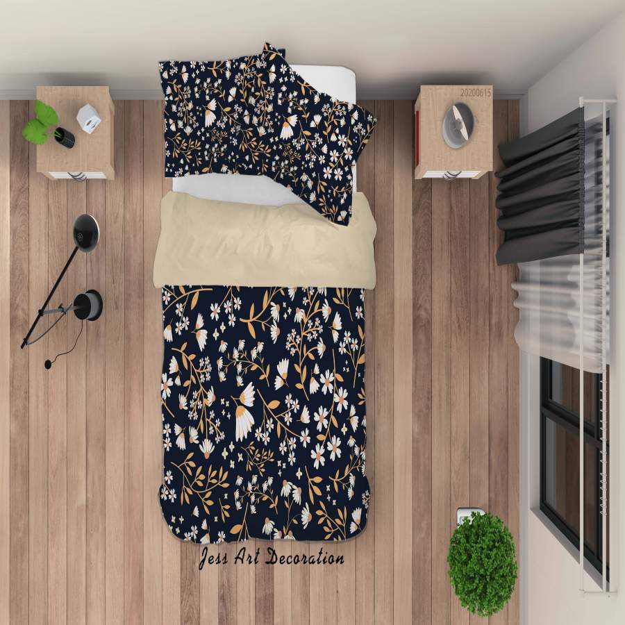 3D Black Floral Quilt Cover Set Bedding Set Duvet Cover Pillowcases SF65