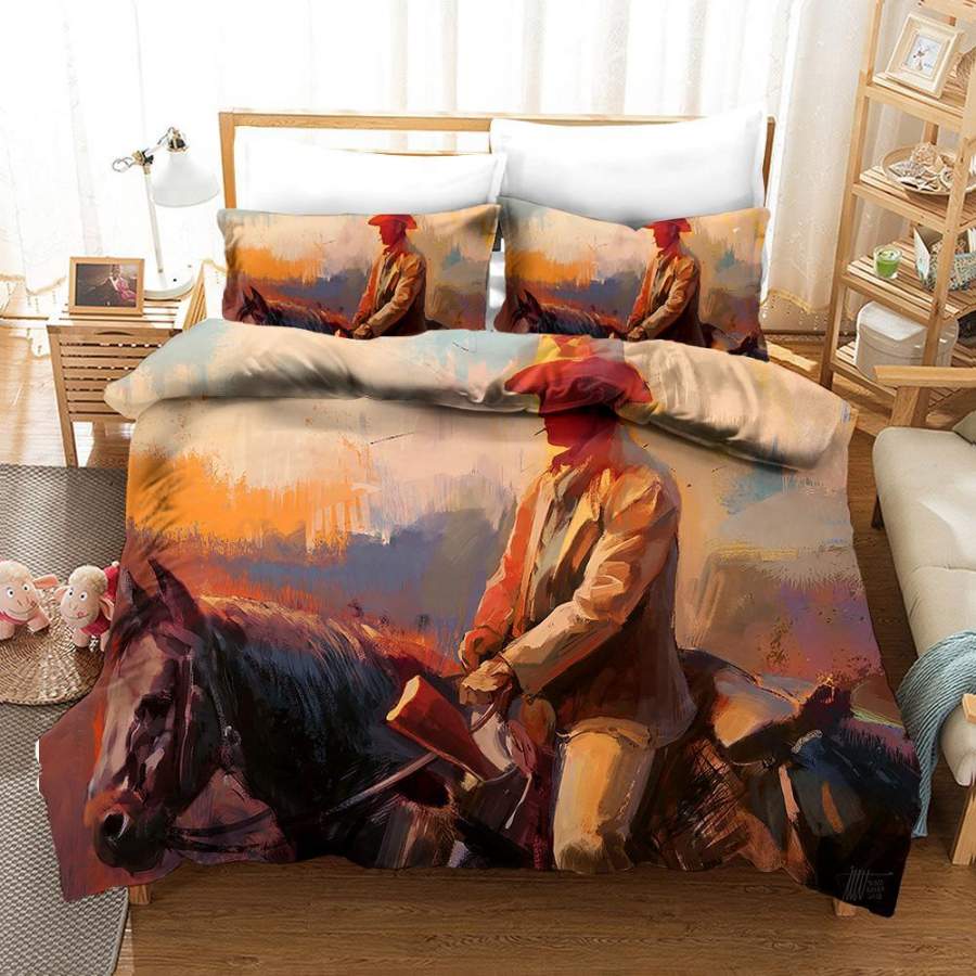 3D Oil Painting Cowboy Quilt Cover Set Bedding Set Pillowcases 15