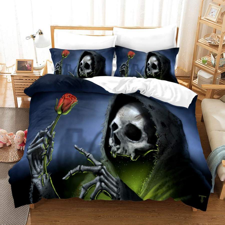 3D Skeleton Rose Quilt Cover Set Bedding Set Duvet Cover Pillowcases A200 LQH