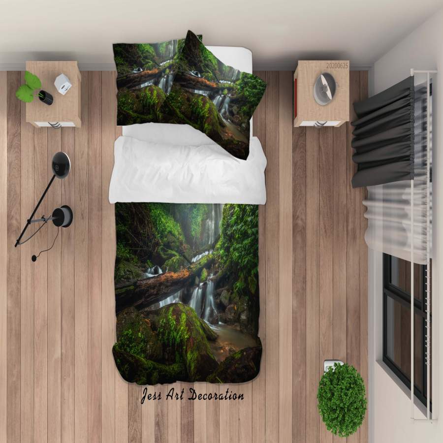 3D Waterfall Forest Quilt Cover Set Bedding Set Duvet Cover Pillowcases SF28