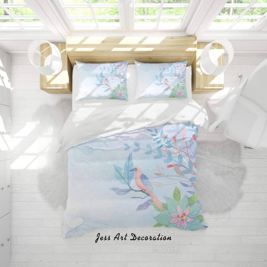 3D Watercolor Leaves Flowers Quilt Cover Set Bedding Set Duvet Cover Pillowcases A512 LQH