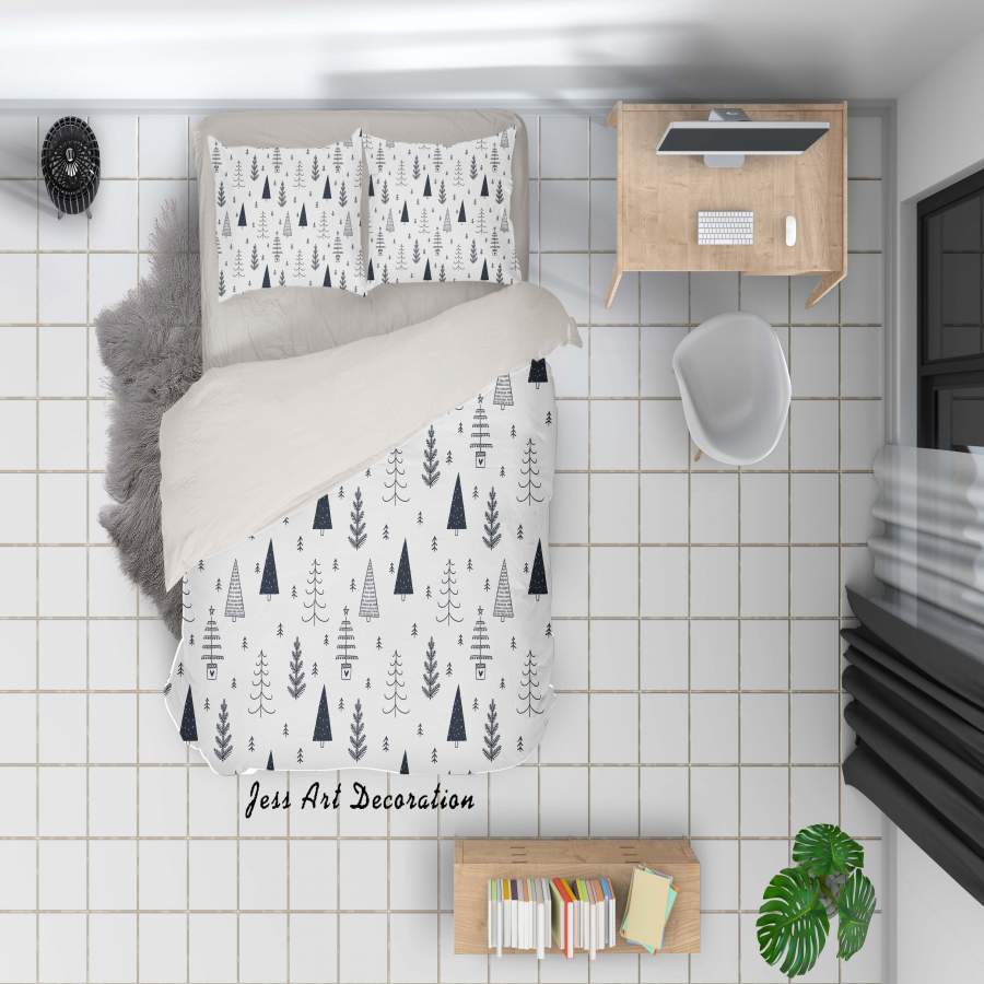 3D White Black Trees Quilt Cover Set Bedding Set Duvet Cover Pillowcases SF59