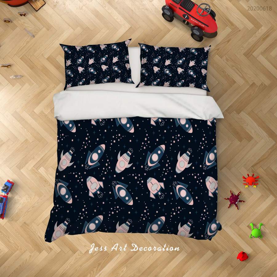 3D Dark Rocket Quilt Cover Set Bedding Set Duvet Cover Pillowcases SF20