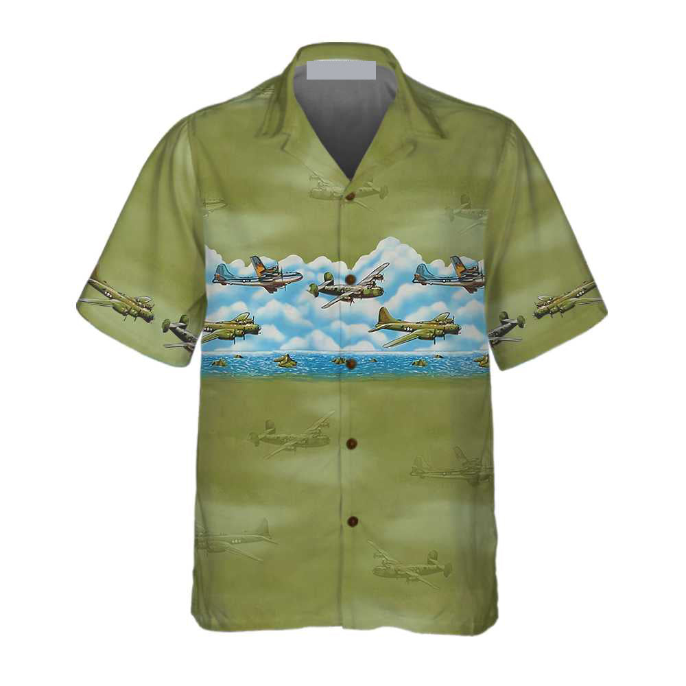 Vintage Military Aircraft Camo Pattern Hawaiian Shirt For Men