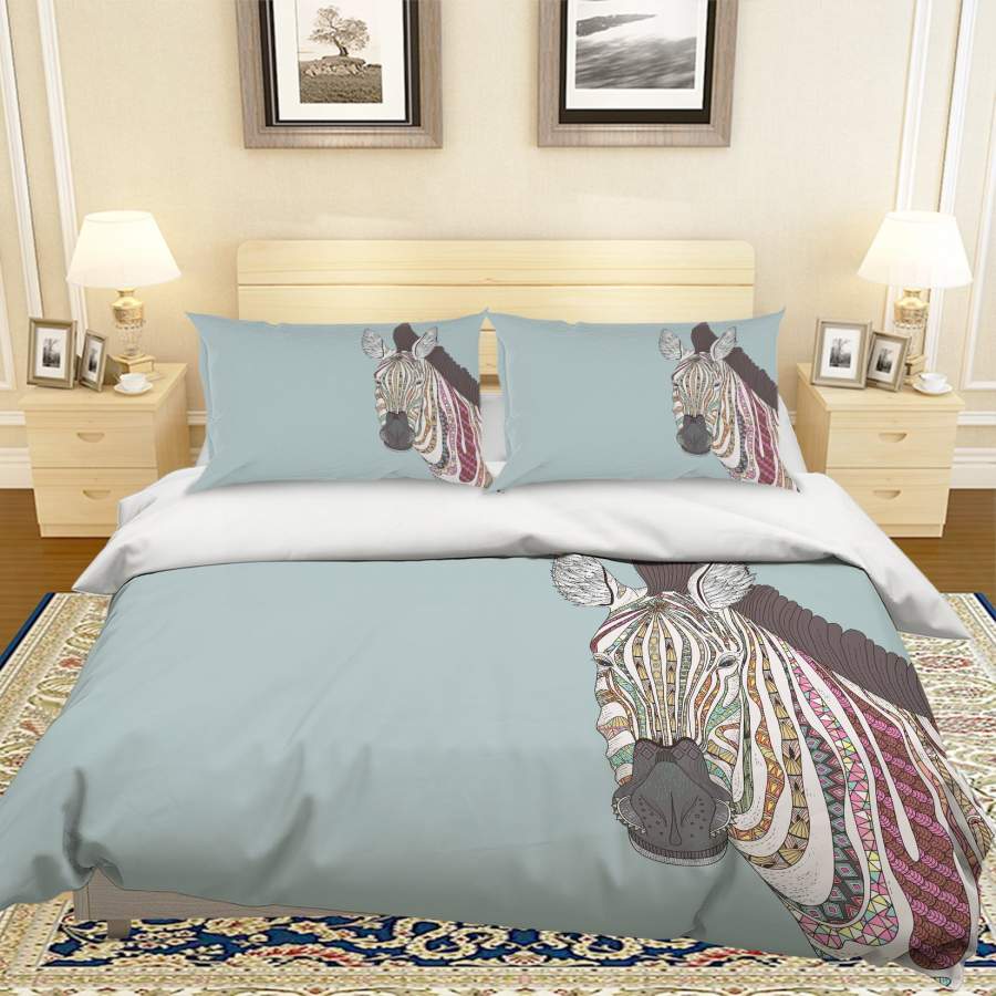 3D Cartoon Zebra Quilt Cover Set Bedding Set Pillowcases 77