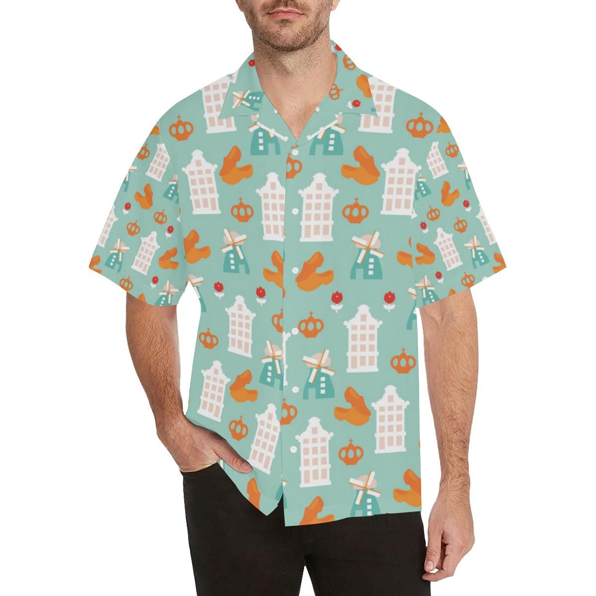 Windmill Pattern Theme Men’s All Over Print Hawaiian Shirt