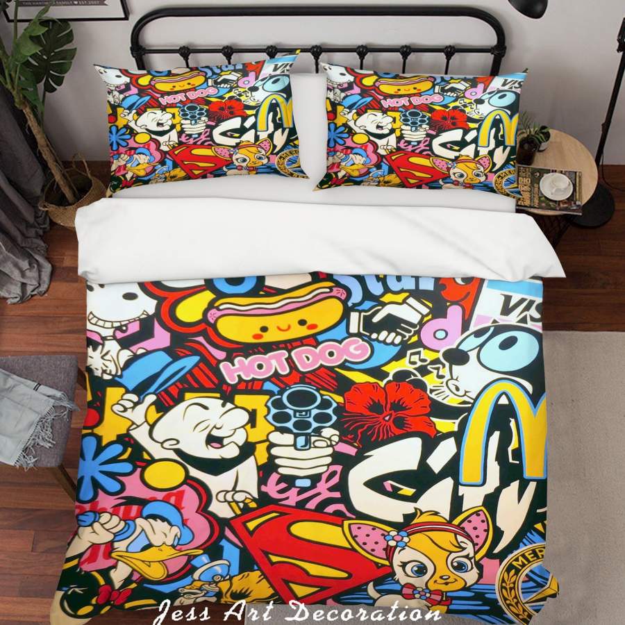 3D Speedy Graphito Super Hot City Colourful Cartoon Quilt Cover Set Bedding Set Duvet Cover Pillowcases  ZY D137