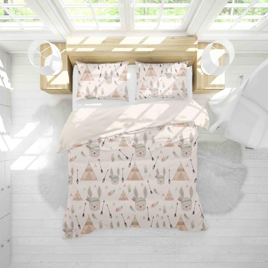 3D Cartoon Arrow Tent Rabbit Quilt Cover Set Bedding Set Pillowcases 24