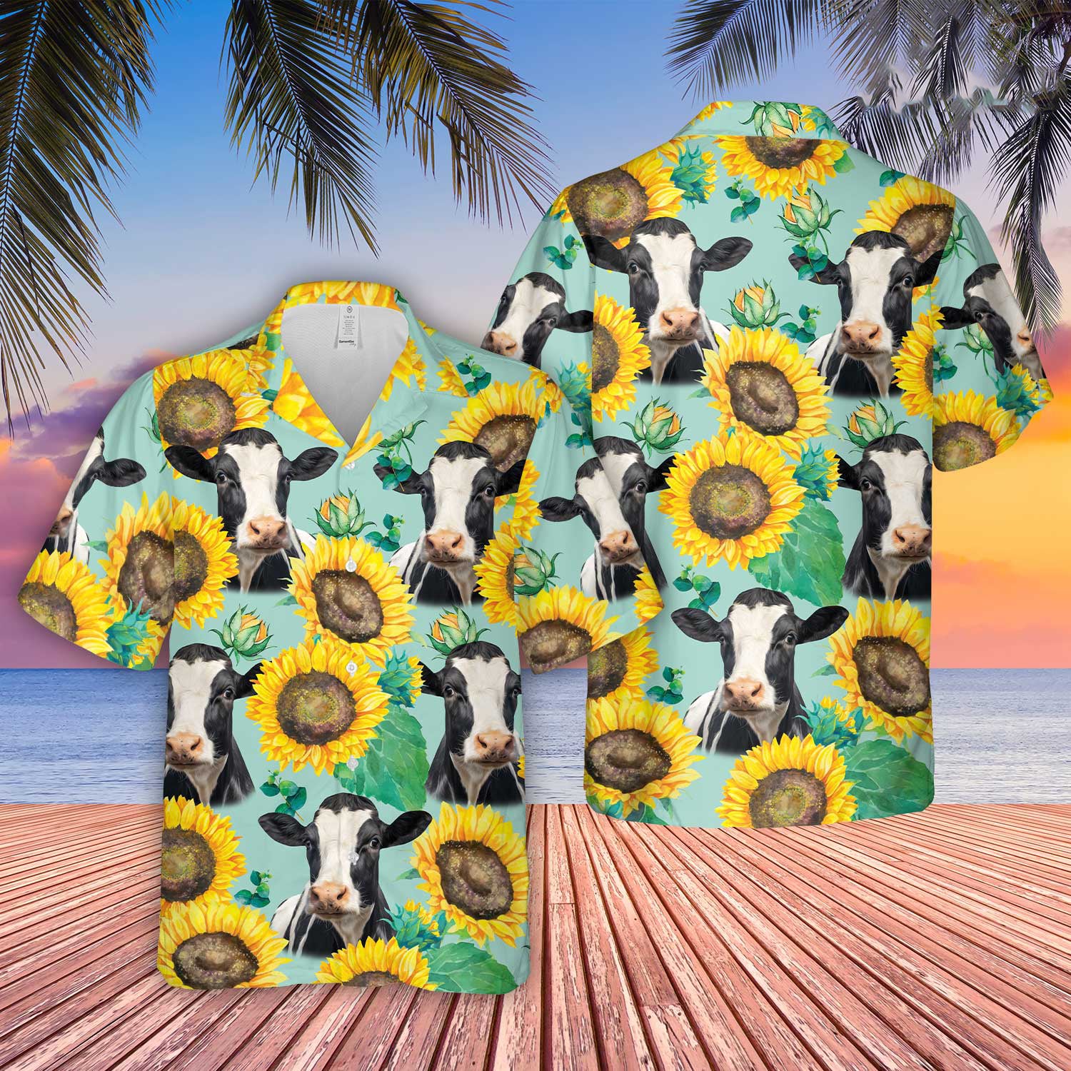 Unique Holstein Sunflowers Floral Farm 3D Hawaiian Shirt