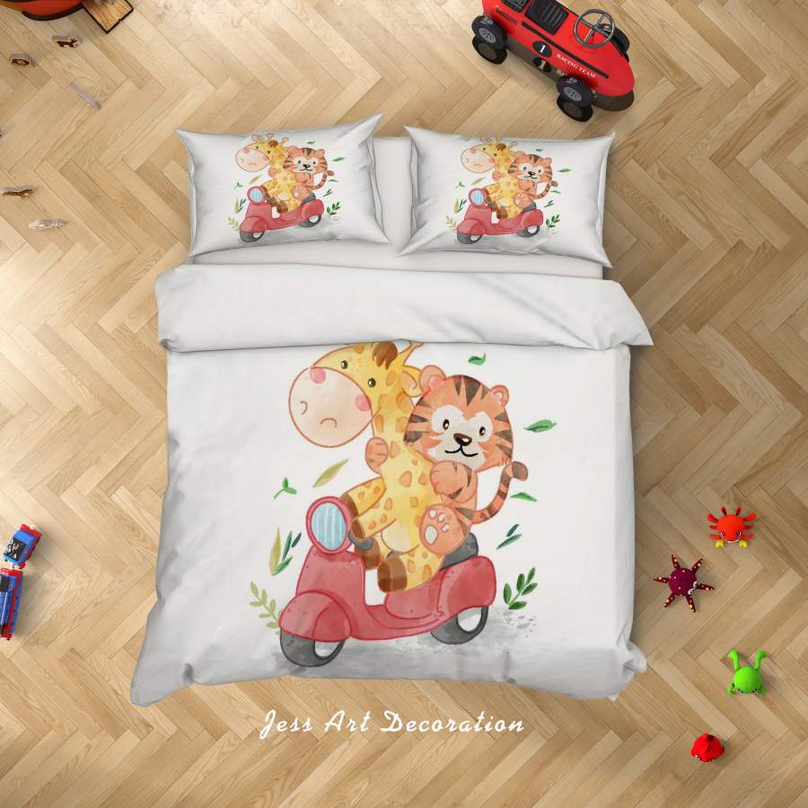 3D Cartoon Giraffe Tiger Quilt Cover Set Bedding Set Duvet Cover Pillowcases SF46