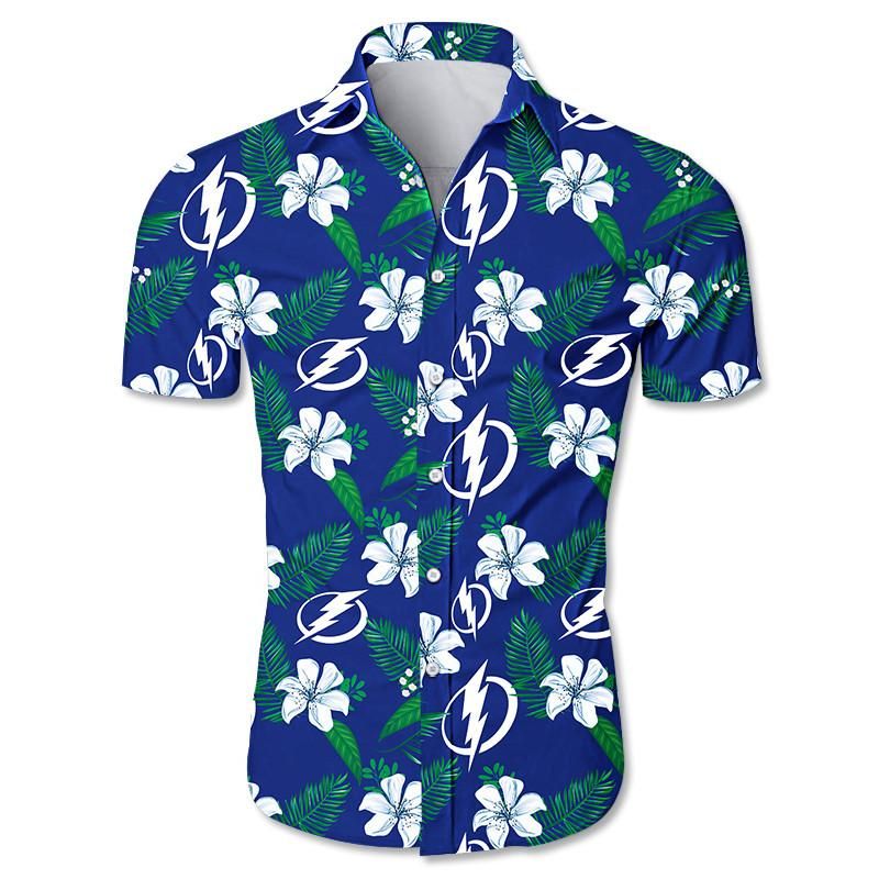 Tampa Bay Lightning Hawaiian Shirt Floral Button Up Slim Fit Body