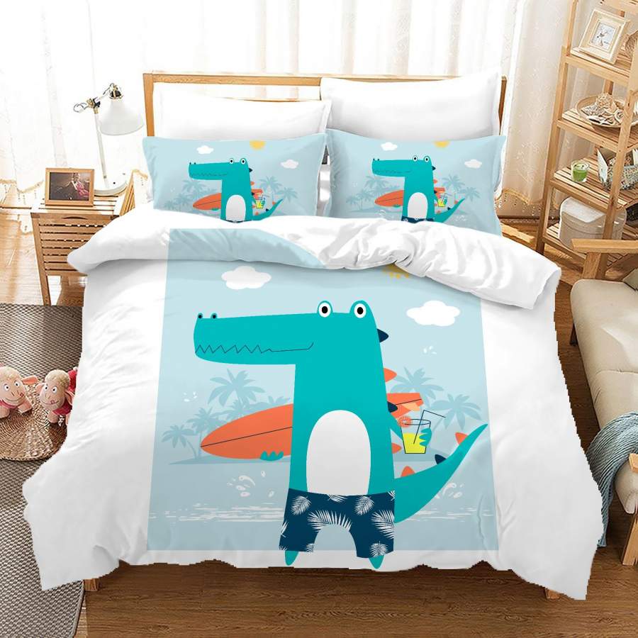 3D Cartoon Crocodile Quilt Cover Set Bedding Set Duvet Cover Pillowcases A639 LQH