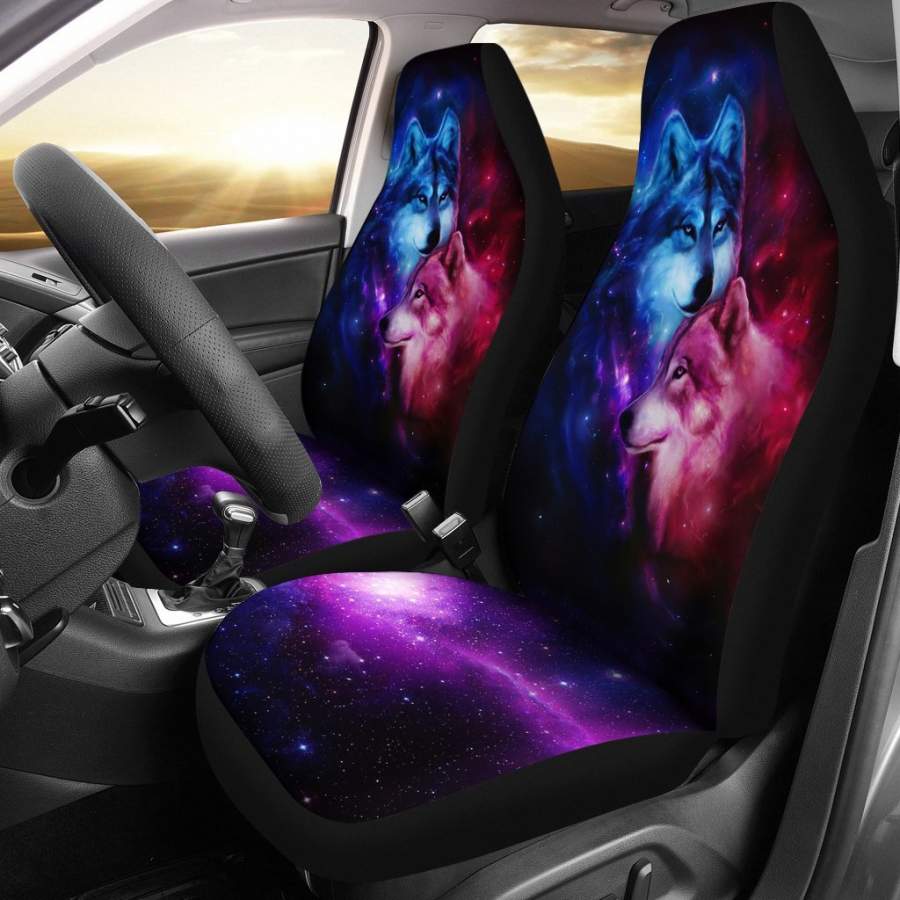 Two Wolf Galaxy Car Seat Covers