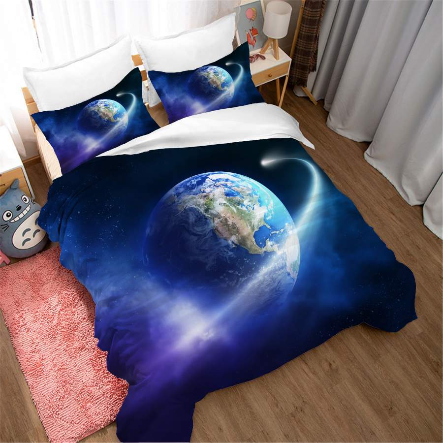 3D Planet Earth Quilt Cover Set Bedding Set Duvet Cover Pillowcases SF172