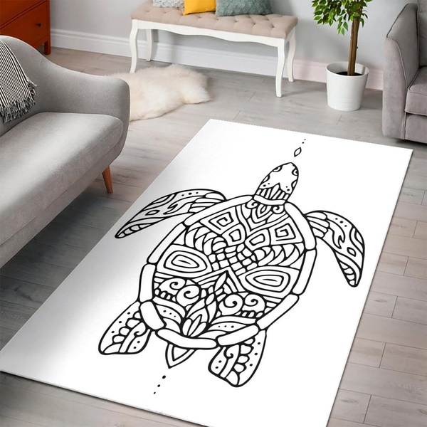 Turtle Mandala Area Rug Living Room Rug Christmas Gift US Decor