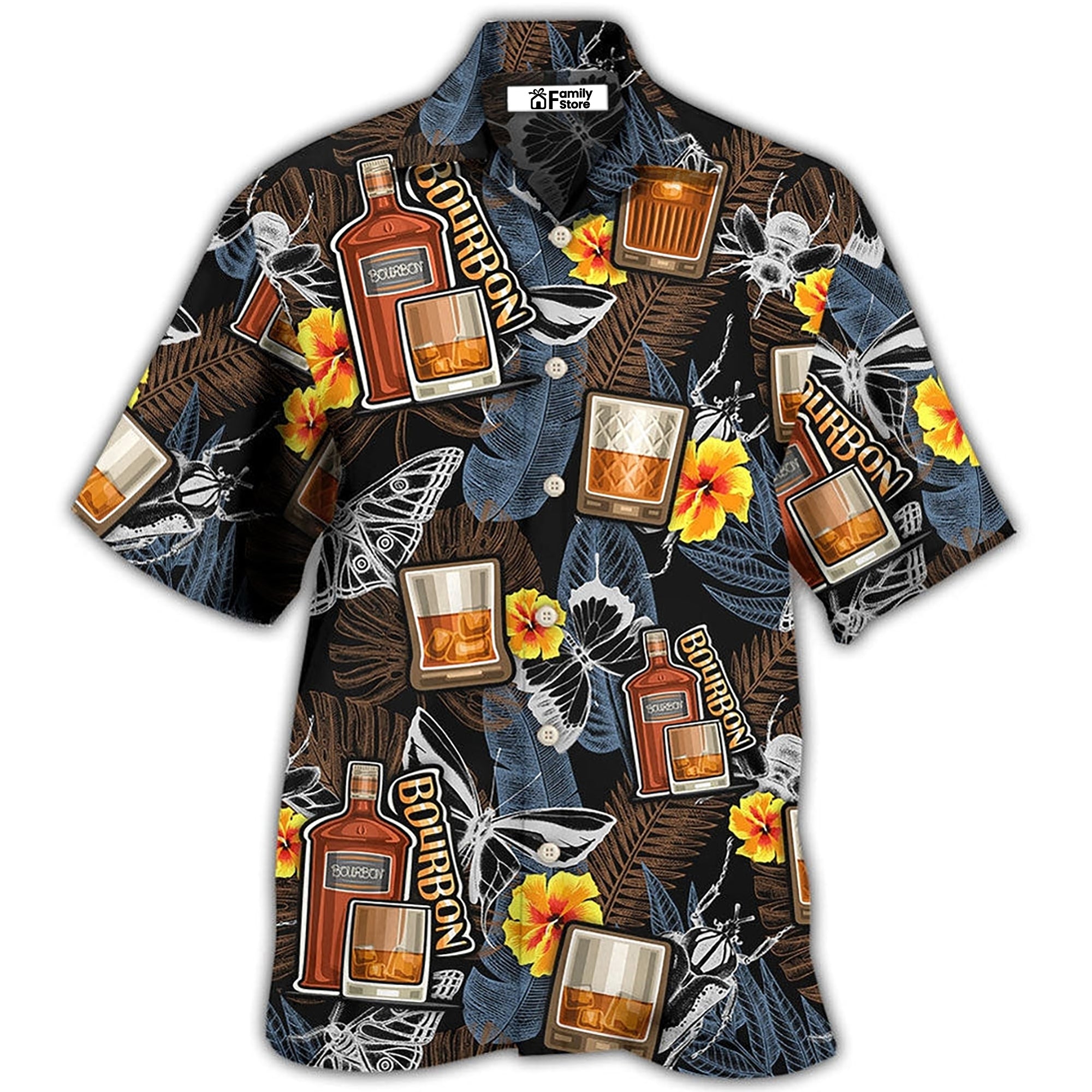 Wine Bourbon Drinking Butterflies Tropical – Hawaiian Shirt