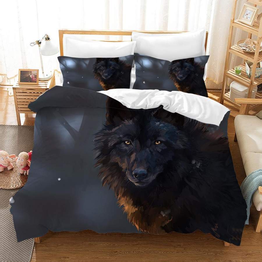 3D Dark Black Wolf Quilt Cover Set Bedding Set Pillowcases 32