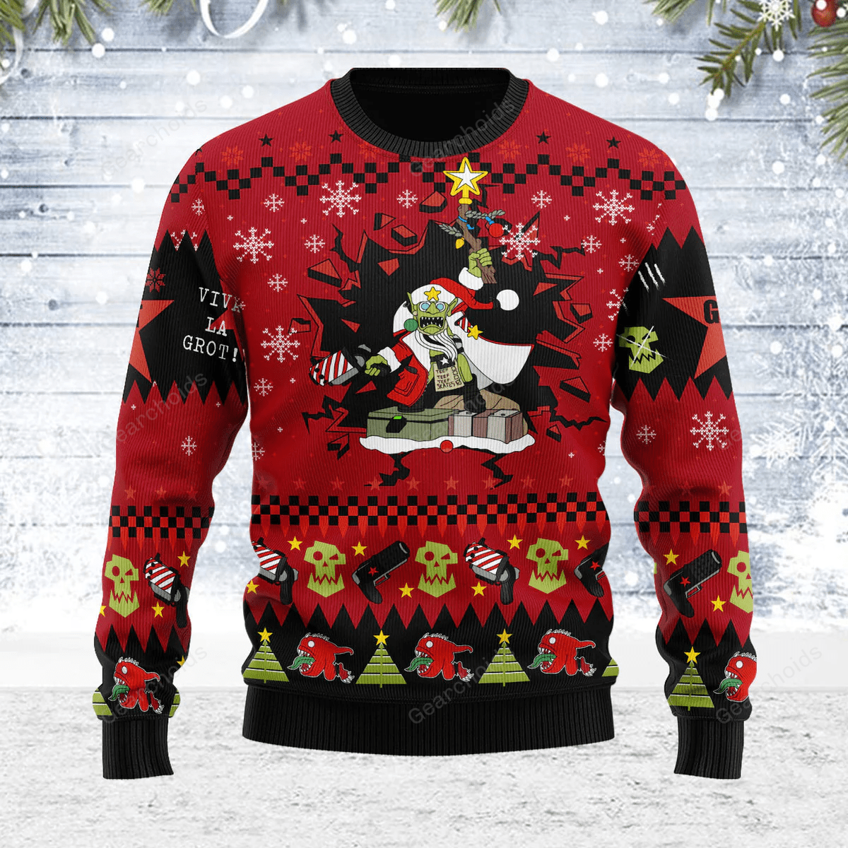 Warhammer Armed And Dangerous Red Gobbo Iconic – Ugly Christmas Sweater