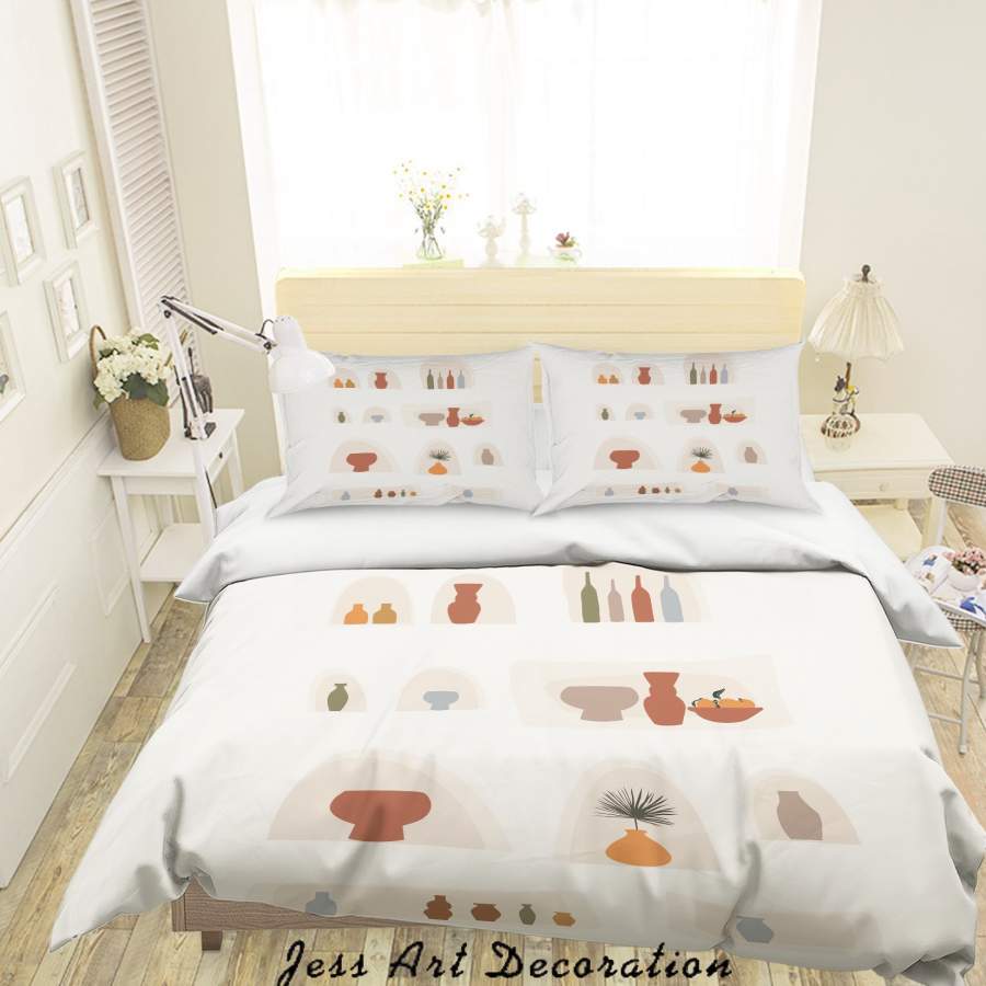 3D White Vase Porcelain Fruit Dish Bottle Quilt Cover Set Bedding Set Duvet Cover Pillowcases SF22