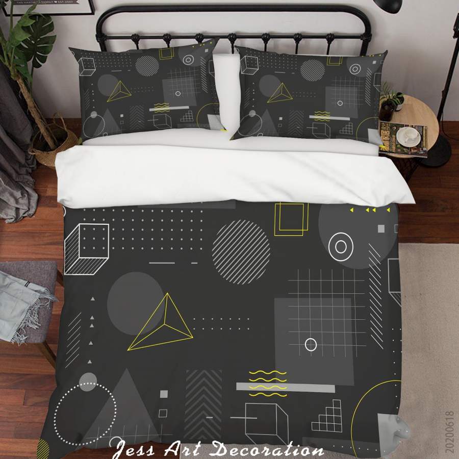 3D Black Geometric Patterns Quilt Cover Set Bedding Set Duvet Cover Pillowcases SF47