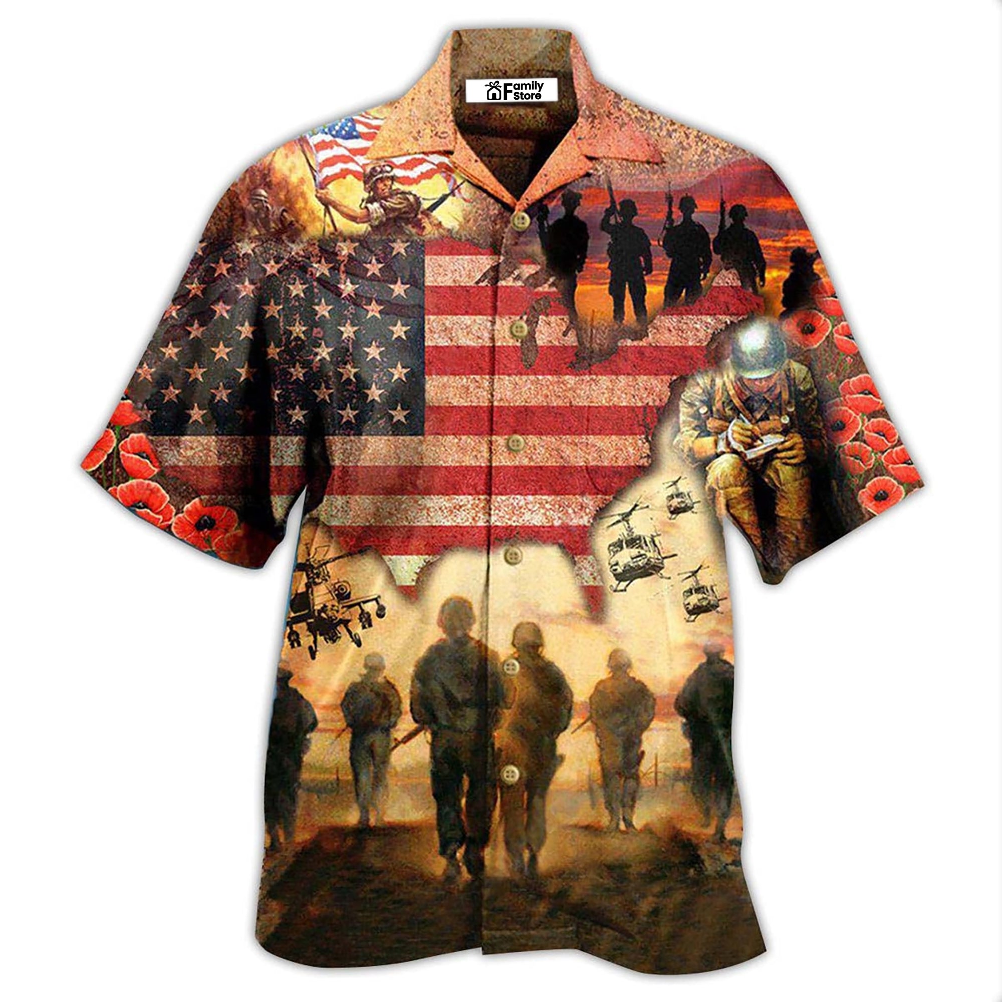 Veteran Blood Sweat And Tear America Flag – Hawaiian Shirt