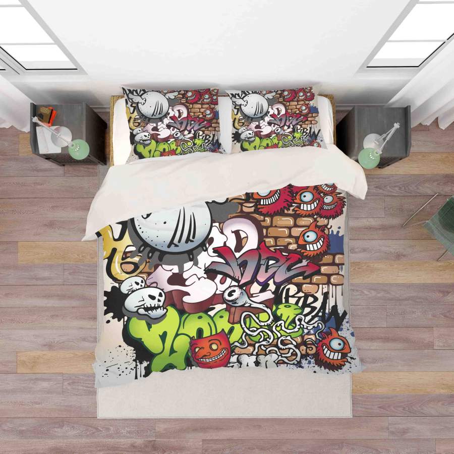 3D Cartoon Graffiti Quilt Cover Set Bedding Set Duvet Cover Pillowcases SF077