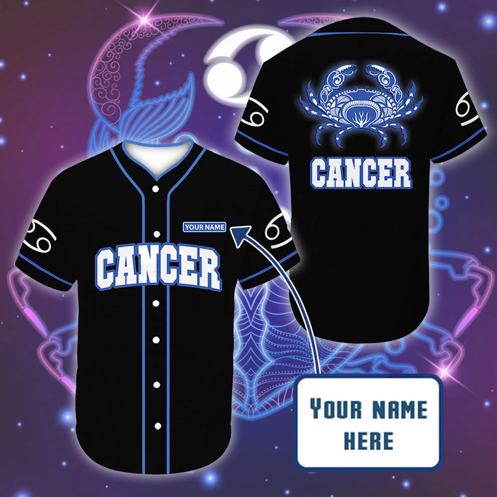 Personalized Custom Name Cancer Great Zodiac Baseball Tee Jersey Shirt