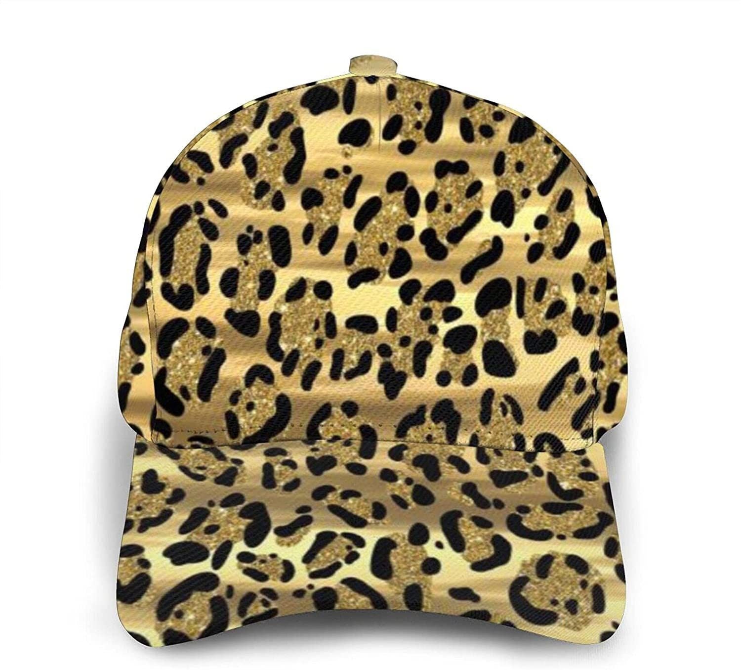 Unisex 3D Printed Baseball Cap Gold Leopard Print Black Golden Adjustable Caps Trucker Hats Outdoor Hat