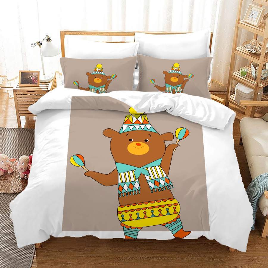 3D Cartoon Bear Quilt Cover Set Bedding Set Duvet Cover Pillowcases A631 LQH