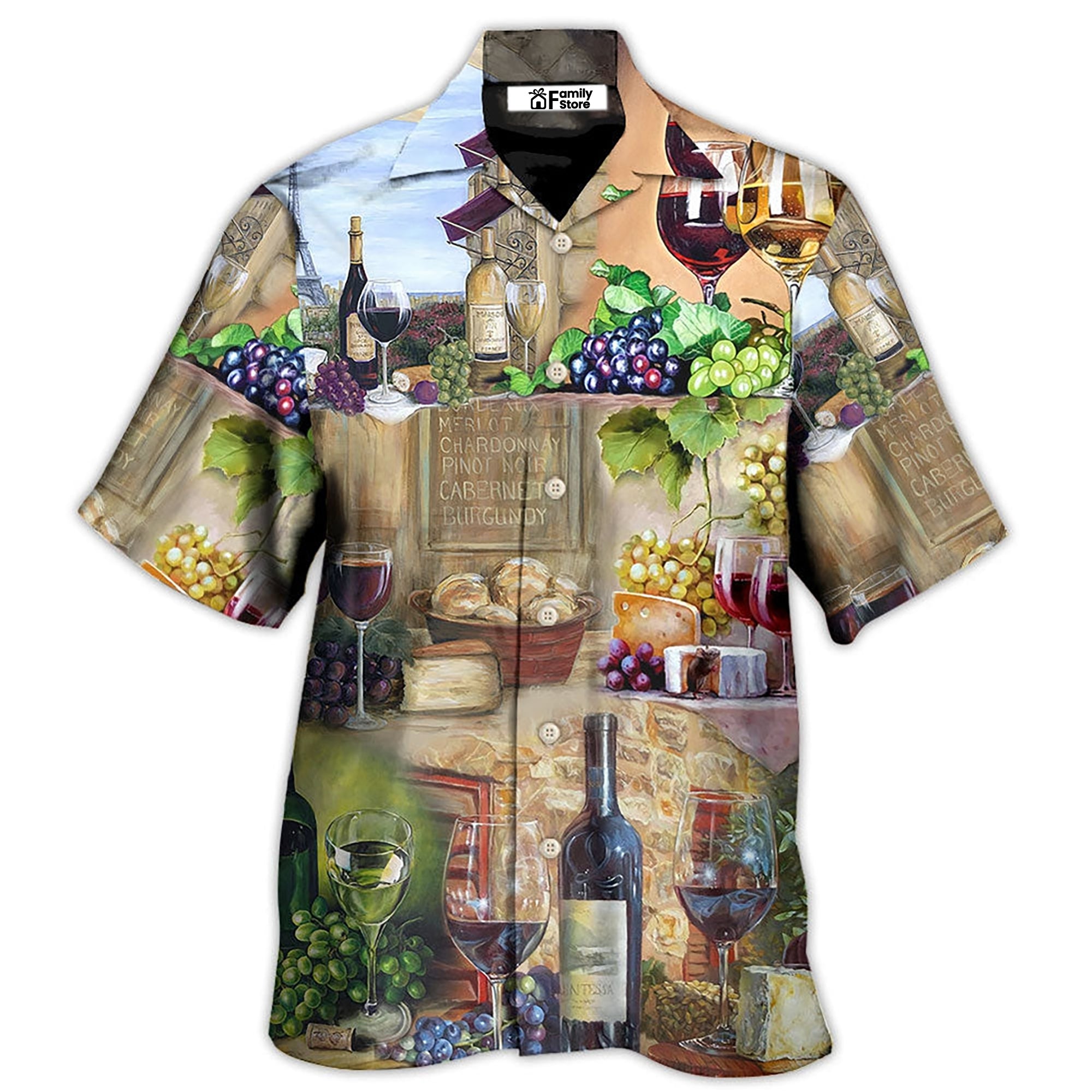 Wine Grape And Cheese Art – Hawaiian Shirt