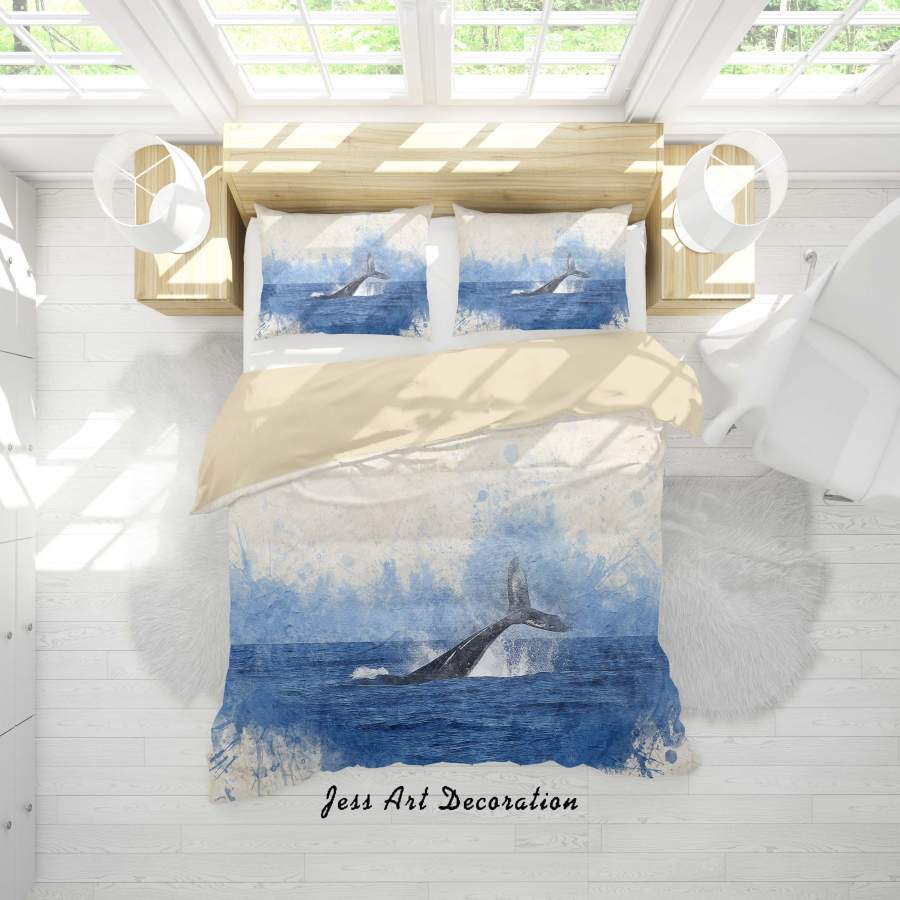 3D Hand Painted Sea Whale Quilt Cover Set Bedding Set Duvet Cover Pillowcases A176 LQH