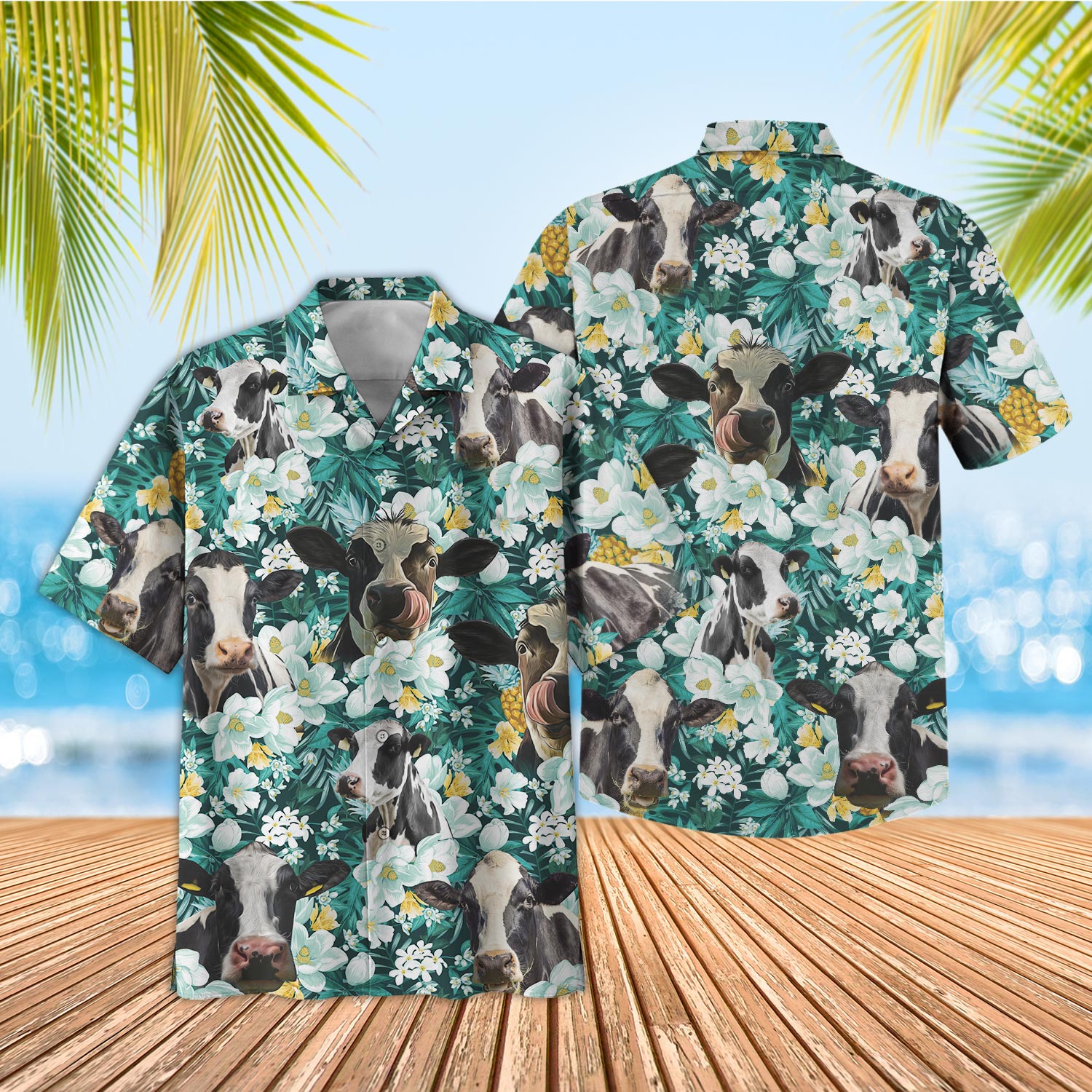 Unique Holstein Floral Blue Summer 3D Hawaiian Shirt