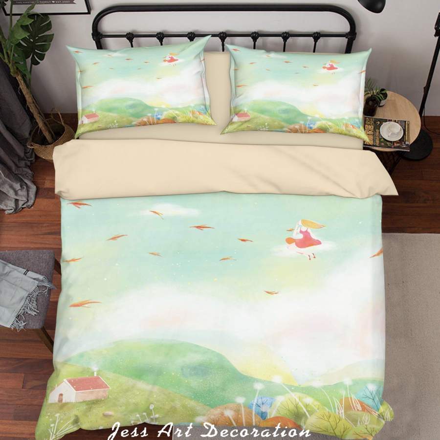 3D Girl Hill House Painting Painting Quilt Cover Set Bedding Set Duvet Cover Pillowcases A507 LQH