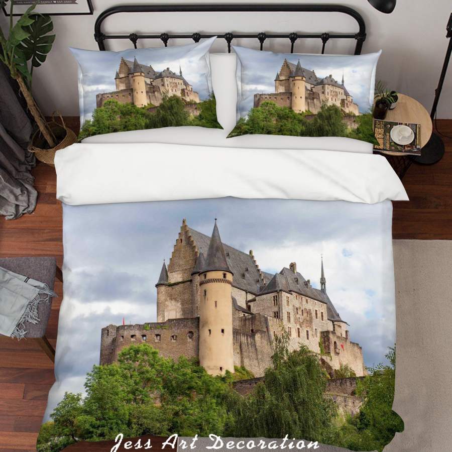 3D Sky Castle Green Tree Quilt Cover Set Bedding Set Duvet Cover Pillowcases A050 LQH