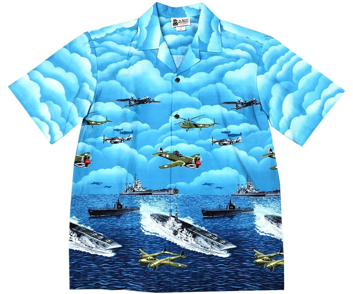 Vintage Ops Blue Hawaiian Shirt