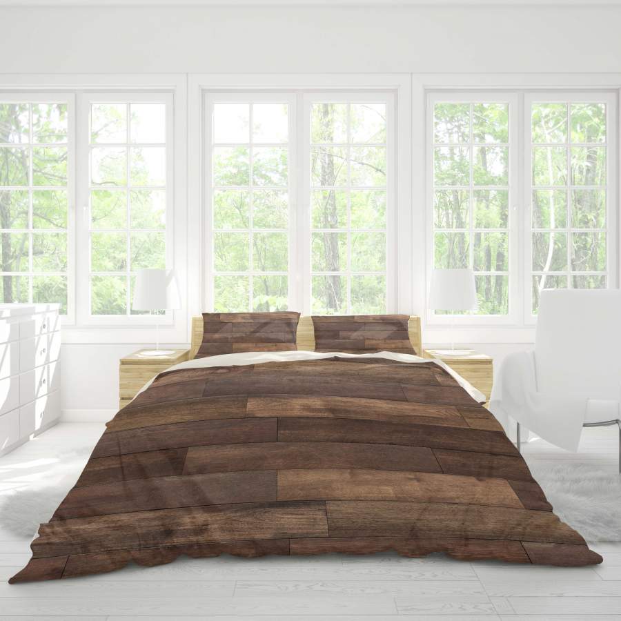 3D Dark Brown Wood Floor Pattern Quilt Cover Set Bedding Set Pillowcases 56