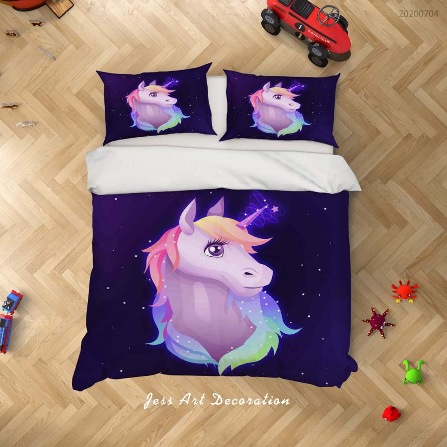 3D Stars Unicorn Quilt Cover Set Bedding Set Duvet Cover Pillowcases SF218