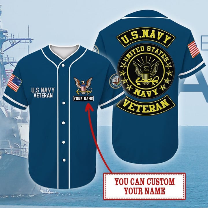 Us Navy Veteran Custom Name – Personalized Baseball Jersey Shirt