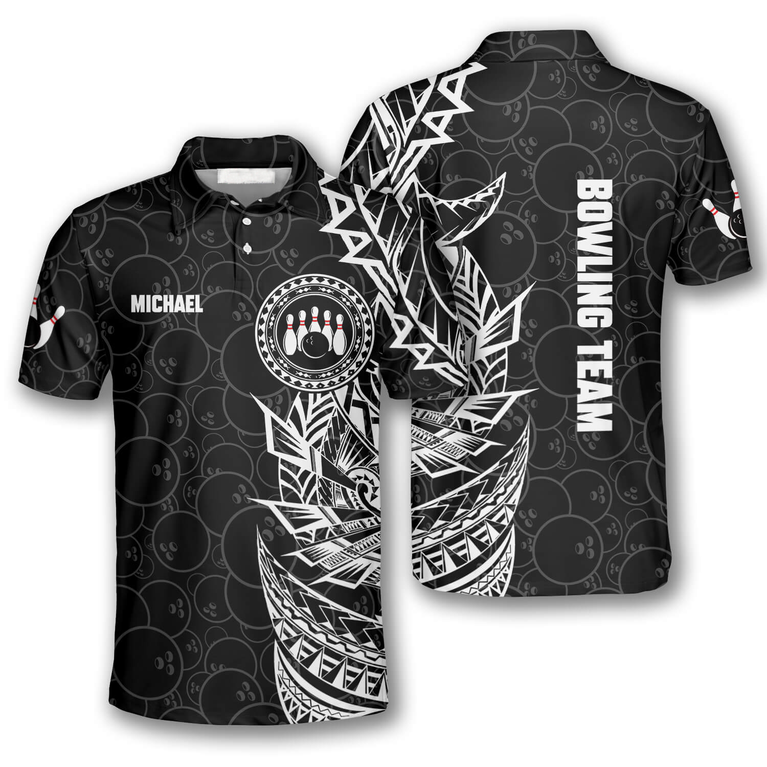 Personalized Black White Tribal Custom Bowling Shirts – Gift For Bowling Lover