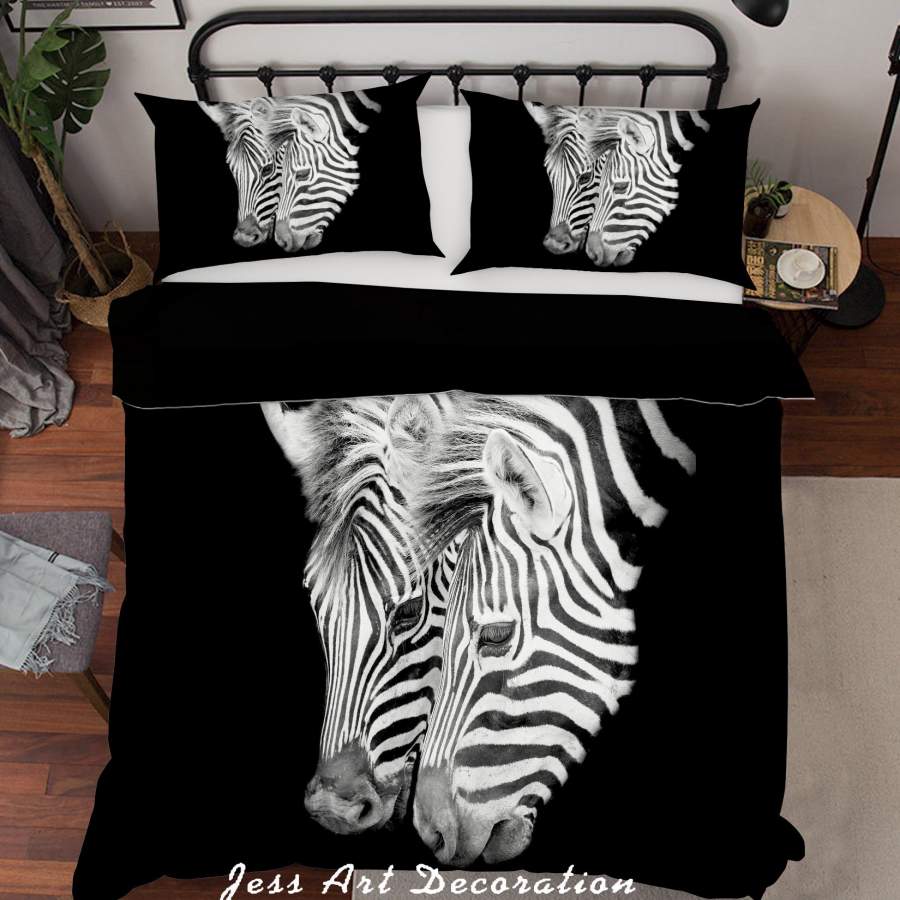 3D Black Zebra Quilt Cover Set Bedding Set Pillowcases 107