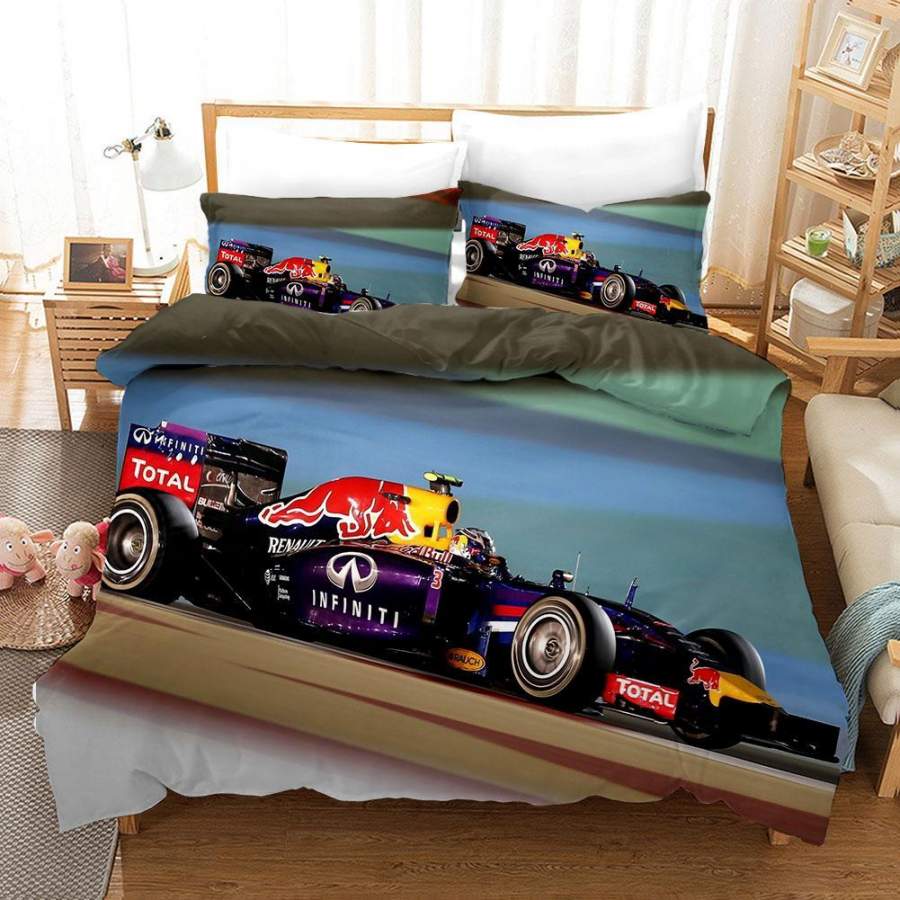 3D F1 Racing Car Quilt Cover Set Bedding Set Pillowcases 04