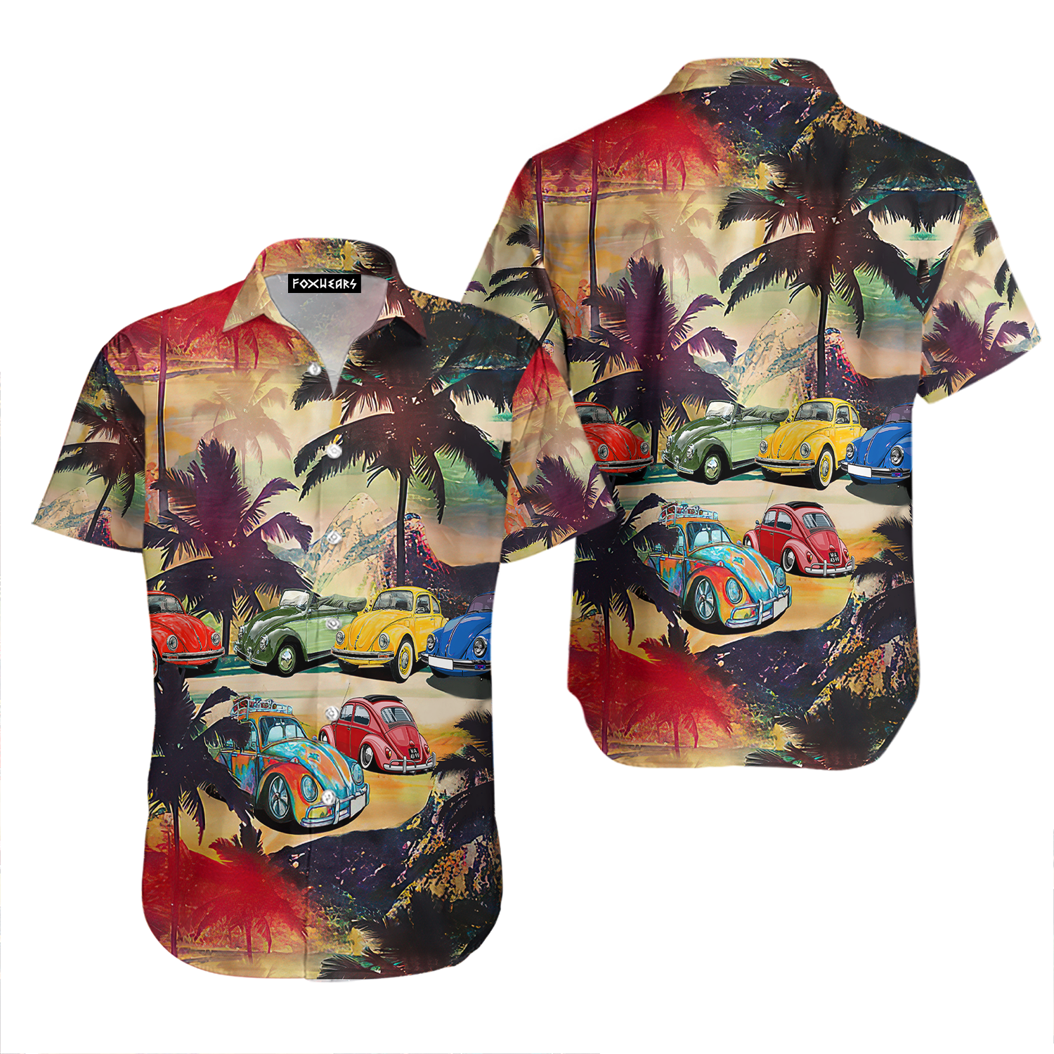 Tropical Beach Bug Car Aloha Hawaiian Shirts For Men & Women